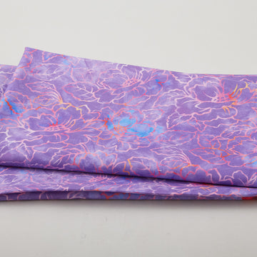 Jeweled Blossoms - Amethyst Floral Linework 2 Yard Cut