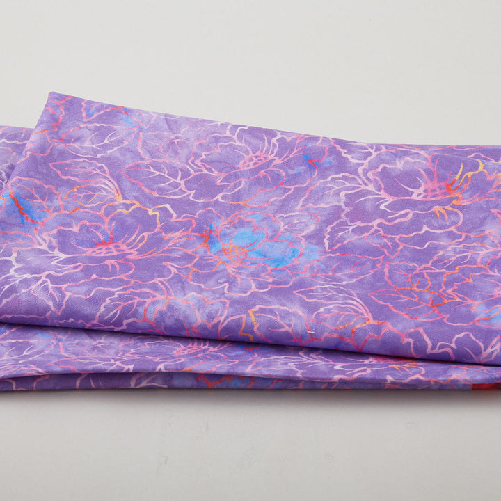 Jeweled Blossoms - Amethyst Floral Linework 2 Yard Cut