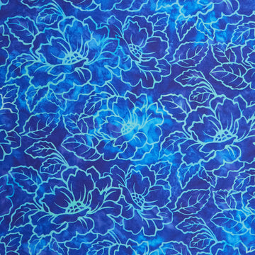 Jeweled Blossoms - Cobalt Floral Linework 2 Yard Cut