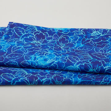 Jeweled Blossoms - Cobalt Floral Linework 2 Yard Cut