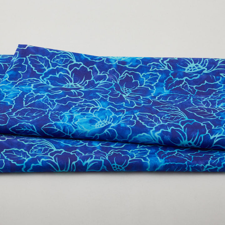Jeweled Blossoms - Cobalt Floral Linework 2 Yard Cut