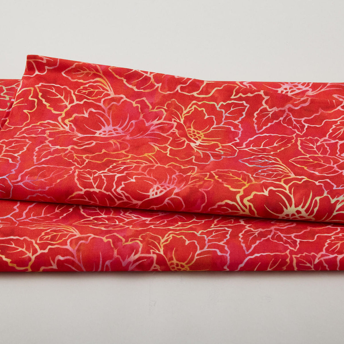 Jeweled Blossoms - Ruby Floral Linework 2 Yard Cut