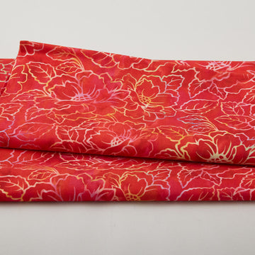 Jeweled Blossoms - Ruby Floral Linework 2 Yard Cut