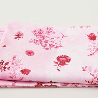 Peony Bloom - Pink Tossed Stemmed Florals 2 Yard Cut