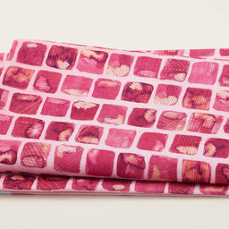 Peony Bloom - Fuchsia Rows of Squares 2 Yard Cut