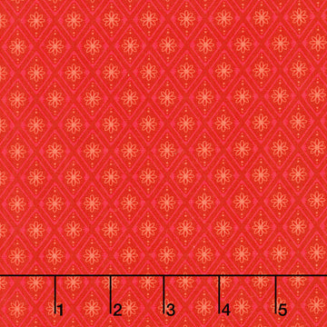 Fabric Market Favorites - Tomato Diamond Flower Grid 2 Yard Cut