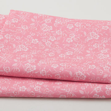 Fabric Market Favorites - Flamingo Swirly Leaf Flower 2 Yard Cut