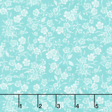 Fabric Market Favorites - Lagoon Swirly Leaf Flower 2 Yard Cut