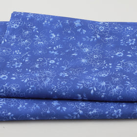 Fabric Market Favorites - Blueberry Line Drawn Flowers 2 Yard Cut