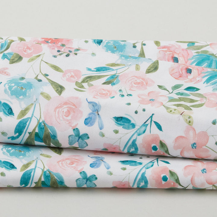 Watercolor Blooms - Cream Medium Packed Floral 2 Yard Cut