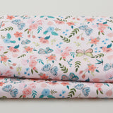 Watercolor Blooms - Pink Flowers and Butterflies 2 Yard Cut