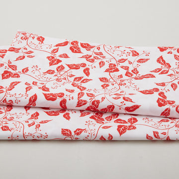 Scarlet Stitch - White Leaves 2 Yard Cut