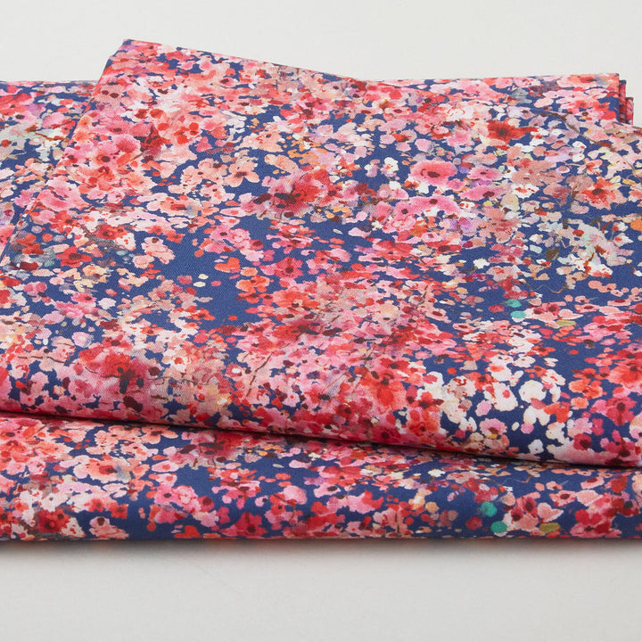 Lotus and Koi Favorites - Flowers Navy 2 Yard Cut