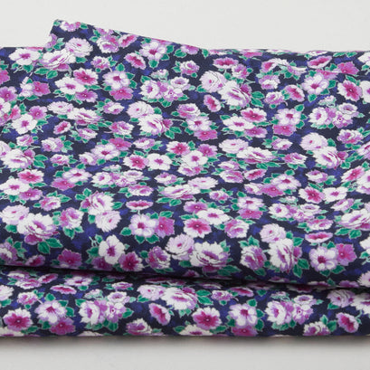 Decadent Blossoms Favorites - Small Navy Flowers 2 Yard Cut