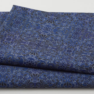 Decadent Blossoms Favorites - Navy Damask 2 Yard Cut