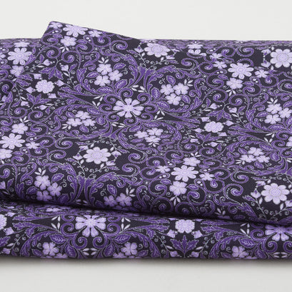 Decadent Blossoms Favorites - Blueberry Damask 2 Yard Cut