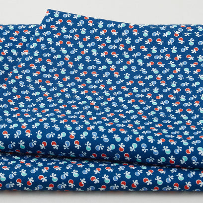 Picnics and Parades Favorites - Indigo Flowers 2 Yard Cut