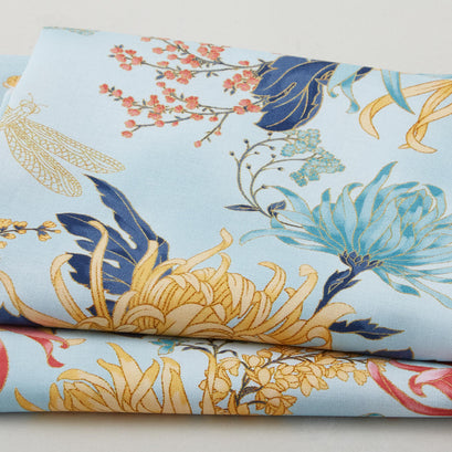 Catherine Favorites - Sky Floral Metallic 2 Yard Cut