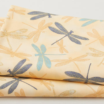 Catherine Favorites - Daffodil Dragonfly Metallic 2 Yard Cut