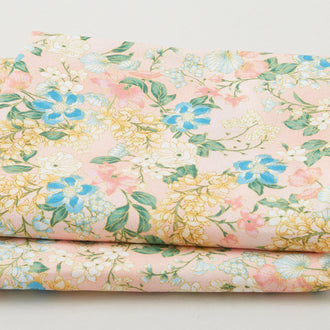 Catherine Favorites - Peach Plants Metallic 2 Yard Cut