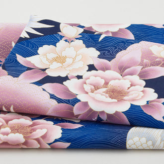 Imperial Collection - Hana Favorites Navy Cranes Metallic 2 Yard Cut