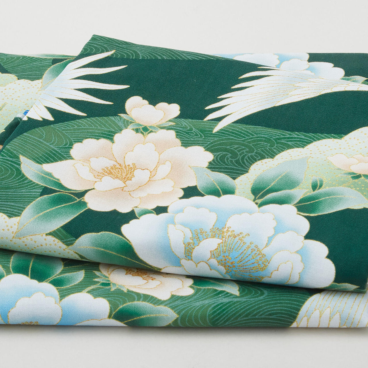 Imperial Collection - Hana Favorites Emerald Cranes Metallic 2 Yard Cut