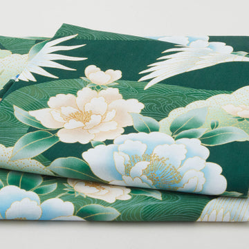 Imperial Collection - Hana Favorites Emerald Cranes Metallic 2 Yard Cut