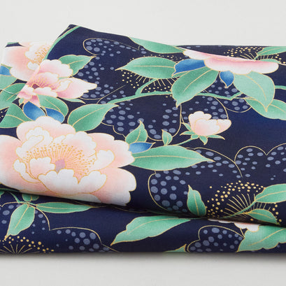 Imperial Collection - Hana Favorites Navy Floral Metallic 2 Yard Cut