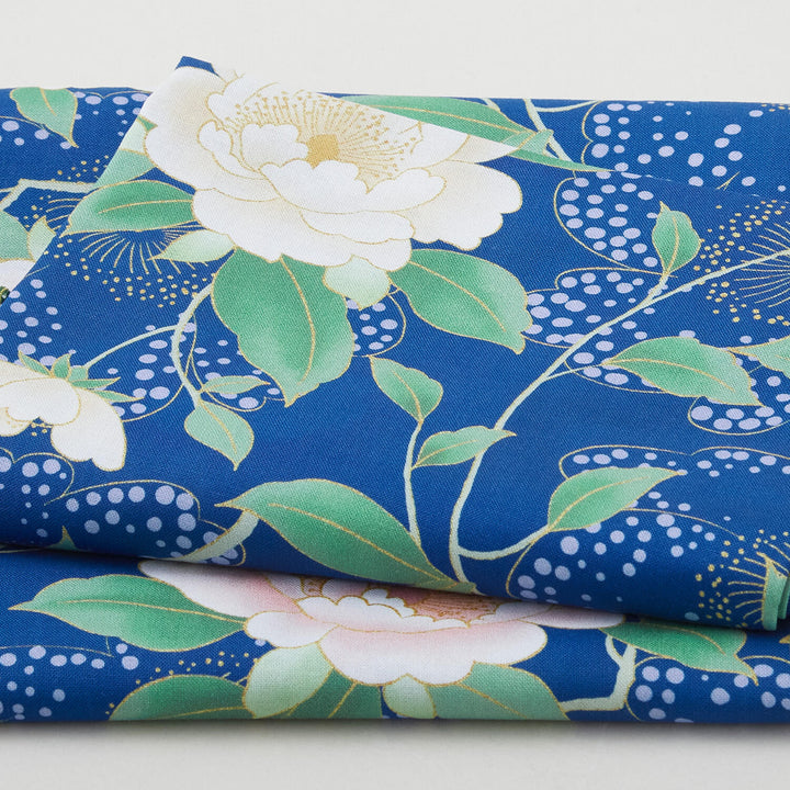Imperial Collection - Hana Favorites Cobalt Floral Metallic 2 Yard Cut