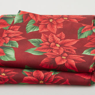 Festive Christmas Favorites - Red Poinsettia 2 Yard Cut