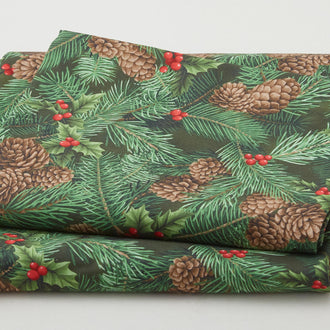 Festive Christmas Favorites - Green Pine 2 Yard Cut