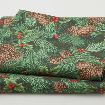 Festive Christmas Favorites - Green Pine 2 Yard Cut