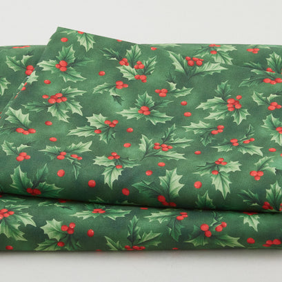 Festive Christmas Favorites - Green Holly 2 Yard Cut