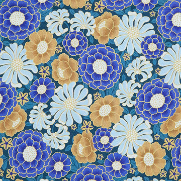 Hummingbird Haven Favorites - Teal Flower 2 Yard Cut