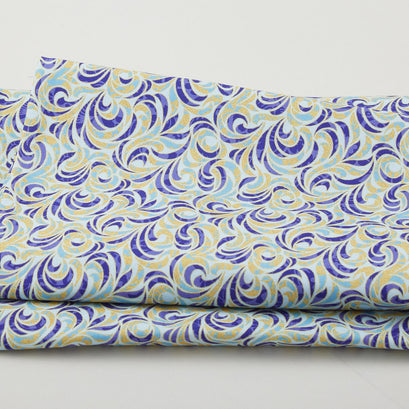 Hummingbird Haven Favorites - Aquamarine Swirls 2 Yard Cut