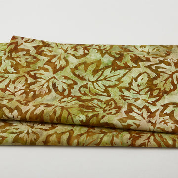 Autumn Skies Batiks Favorites - Olive Maple Leaf 2 Yard Cut
