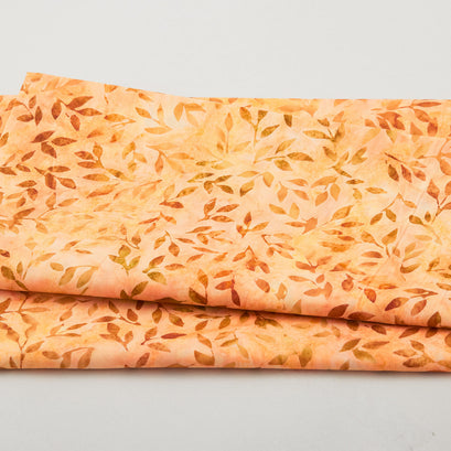 Autumn Skies Batiks Favorites - Orange Spice Small Leaves 2 Yard Cut