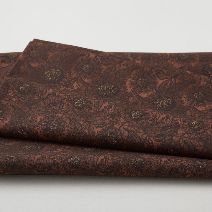 September Fields Favorites - Walnut Tonal Sunflowers 2 Yard Cut