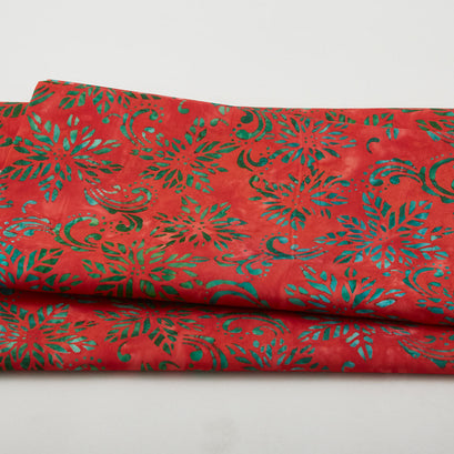 Joyful Holidays Batiks Favorites - Red Poinsettia 2 Yard Cut