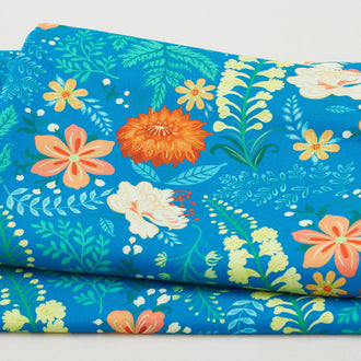 Faraway Florals Favorites - Teal Blue Medium Florals 2 Yard Cut