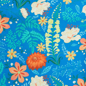 Faraway Florals Favorites - Teal Blue Medium Florals 2 Yard Cut
