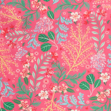 Faraway Florals Favorites - Fuchsia Tossed Leaves 2 Yard Cut