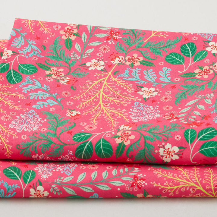 Faraway Florals Favorites - Fuchsia Tossed Leaves 2 Yard Cut