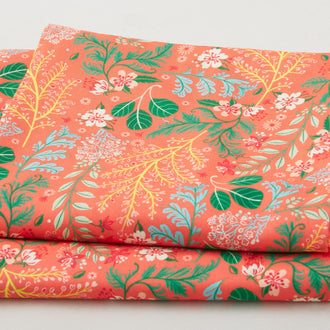 Faraway Florals Favorites - Tangerine Tossed Leaves 2 Yard Cut