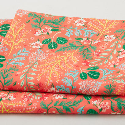 Faraway Florals Favorites - Tangerine Tossed Leaves 2 Yard Cut