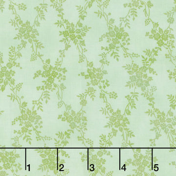 Hydrangea Grace - Floral Lattice Green Yardage