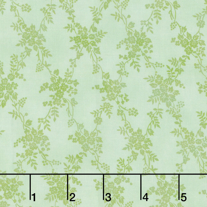 Hydrangea Grace - Floral Lattice Green Yardage