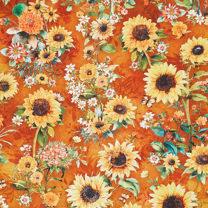 Sunlit Garden - Sunflowers Rust Yardage