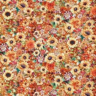 Sunlit Garden - Flowers Rust Yardage