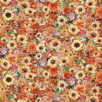Sunlit Garden - Flowers Rust Yardage